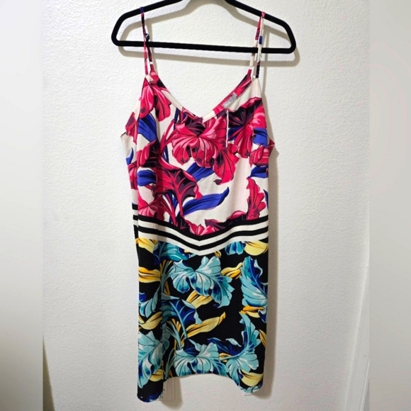 ASOS Dresses & Skirts - ASOS Slip Dress Tropical Floral Print With Chevron Multicolor Size 14